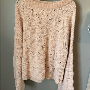 LC Lauren Conrad Peach Cable Knit Scoop Neck Sweater